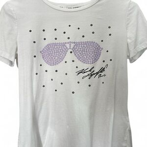 Karl Lagerfeld White Tee with Purple Graphic